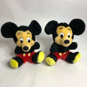 Lot‎ of 2 Vintage Mickey Mouse Plush 8” Soft Bean Bag Toys